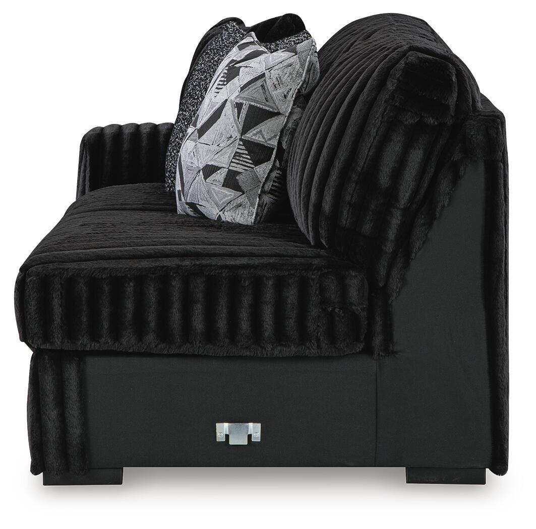 Midnight-Madness 3-Piece Sectional, Chaise and Oversized Accent Ottoman