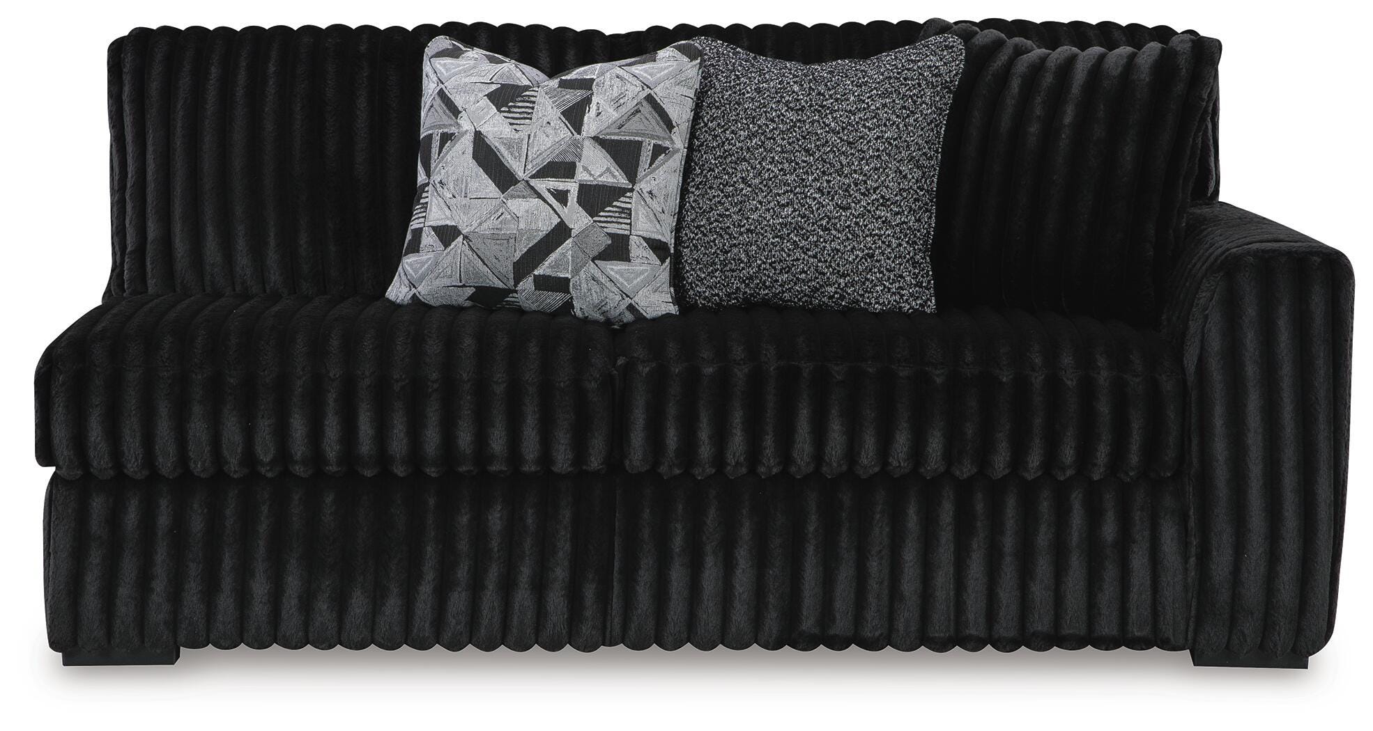 Midnight-Madness 3-Piece Sectional, Chaise and Oversized Accent Ottoman