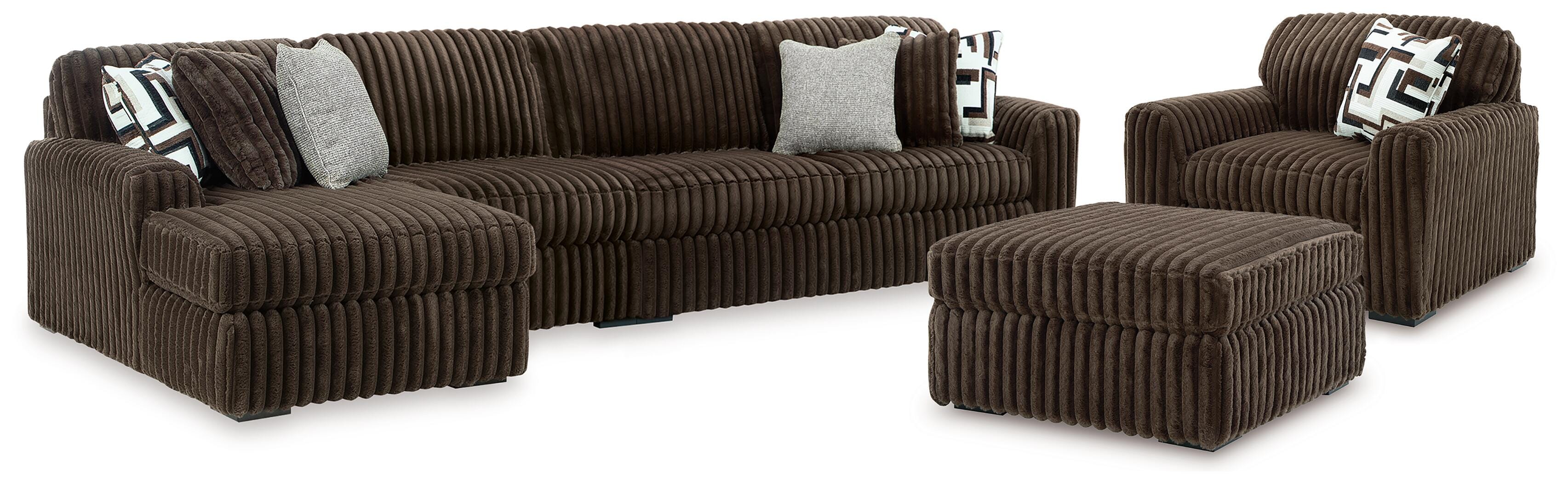 Midnight-Madness 3-Piece Sectional, Oversized Chair and Ottoman