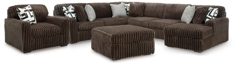 Midnight-Madness 4-Piece Sectional with Chaise, Oversized Chair and Ottoman