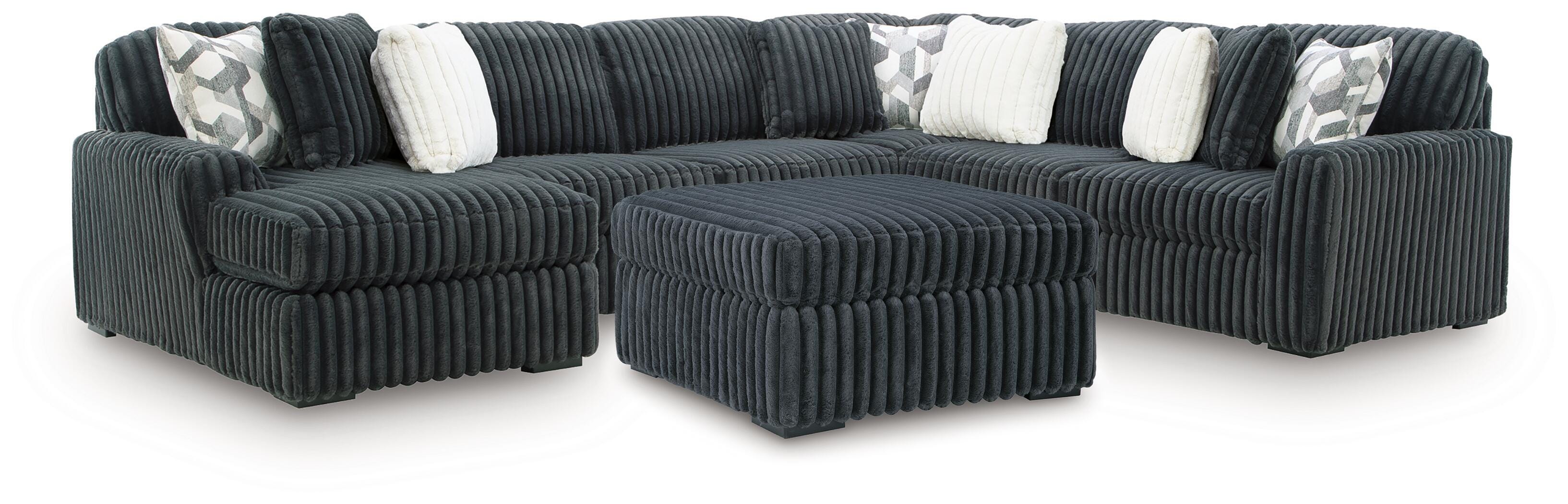 Midnight-Madness 4-Piece Sectional and Oversized Accent Ottoman