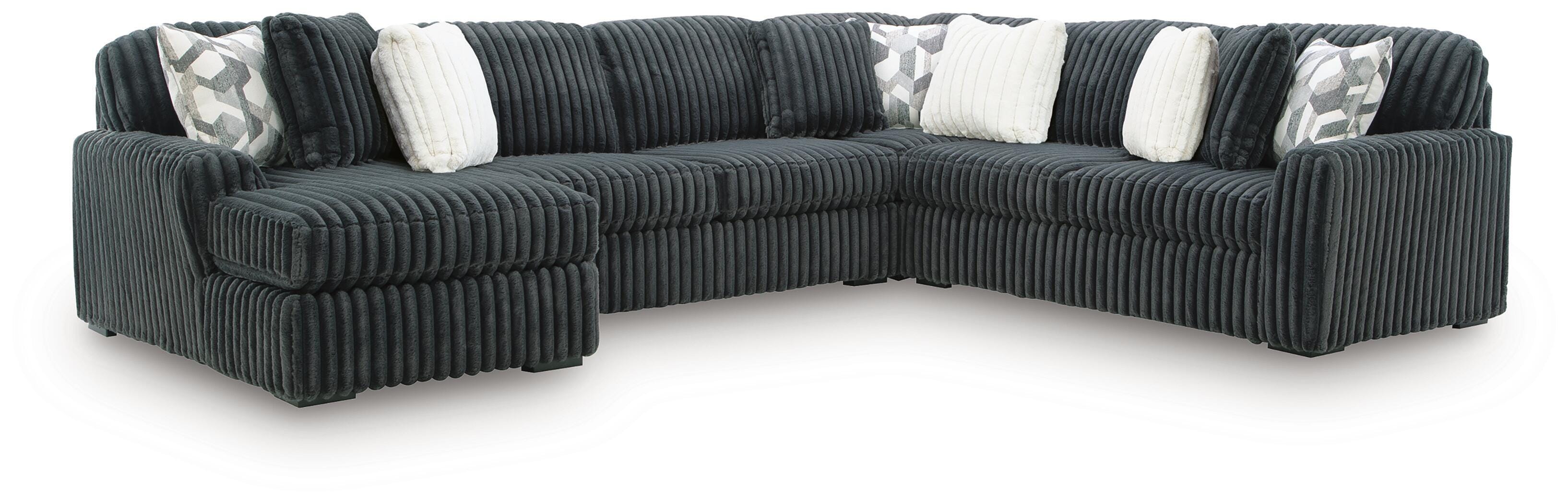 Midnight-Madness 4-Piece Sectional and Oversized Accent Ottoman