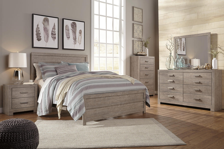 Culverbach Panel Bed with Mirrored Dresser, Chest and Nightstand