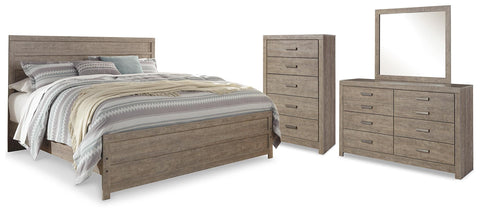 Culverbach Panel Bed with Mirrored Dresser and Chest