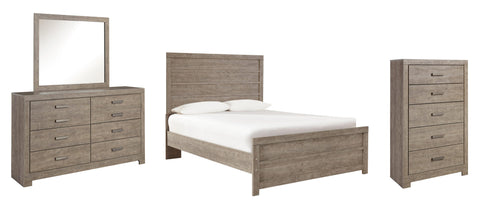 Culverbach Panel Bed with Mirrored Dresser and Chest