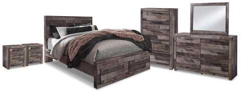 Kensley Storage Bed, Dresser, Mirror, Chest and 2 Nightstands