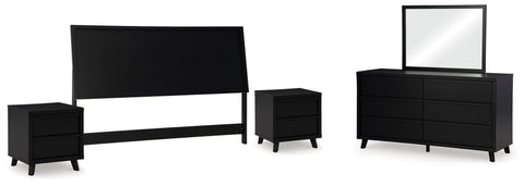 Danziar Panel Headboard, Dresser, Mirror and 2 Nightstands