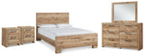 Hyanna Panel Bed, Dresser, Mirror and 2 Nightstands