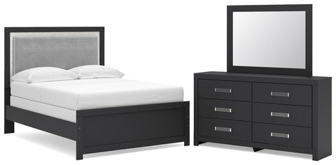 Maeling Upholstered Panel Bed, Dresser and Mirror