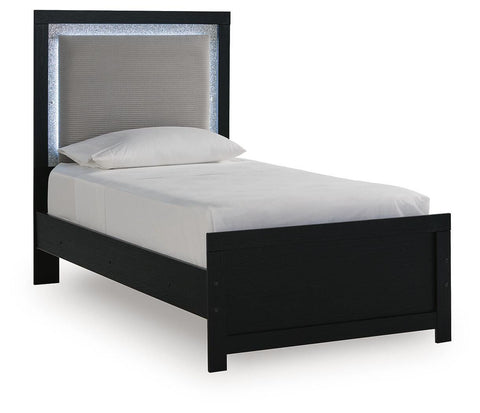Maeling Upholstered Panel Bed, Dresser and Mirror