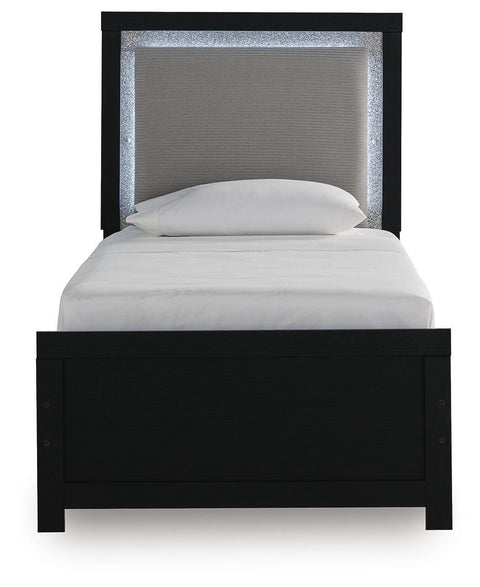 Maeling Upholstered Panel Bed, Dresser and Mirror