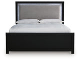 Maeling Upholstered Panel Bed, Dresser and Mirror
