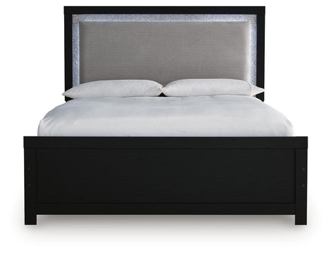 Maeling Upholstered Panel Bed, Dresser and Nightstand