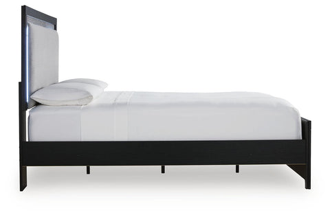 Maeling Upholstered Panel Bed, Dresser and Nightstand