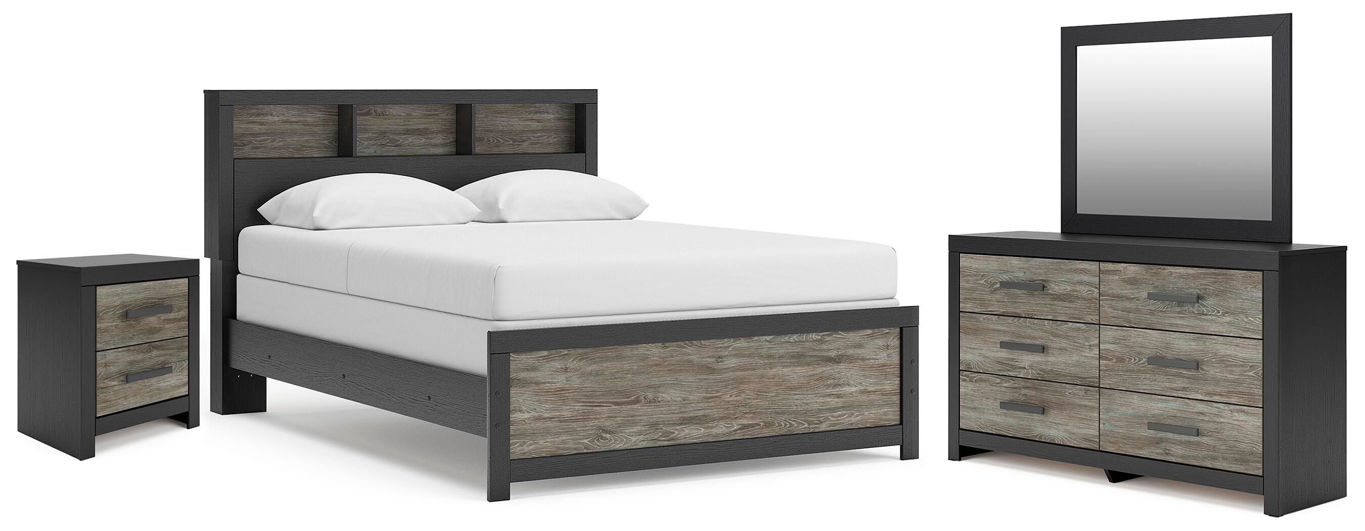 Broachmyn Bookcase Panel Bed, Dresser, Mirror and Nightstand