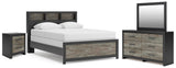 Broachmyn Bookcase Panel Bed, Dresser, Mirror and Nightstand