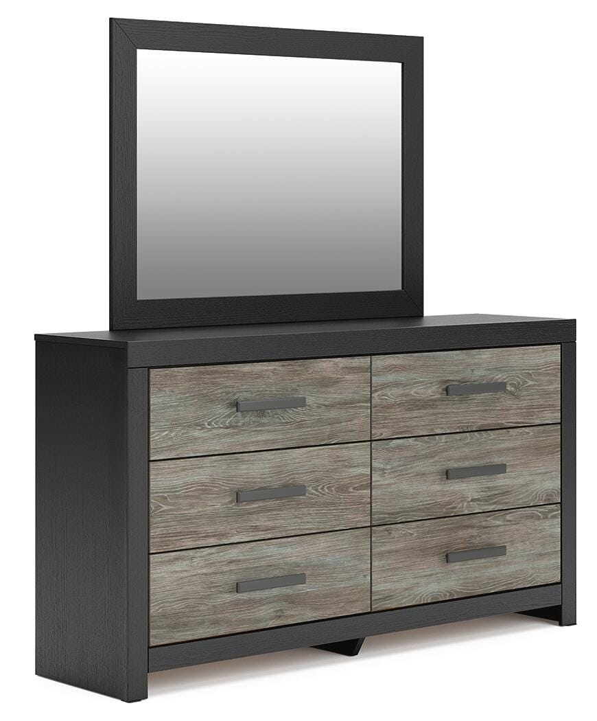 Dunridge Bookcase Panel Bed, Dresser, Mirror and Nightstand