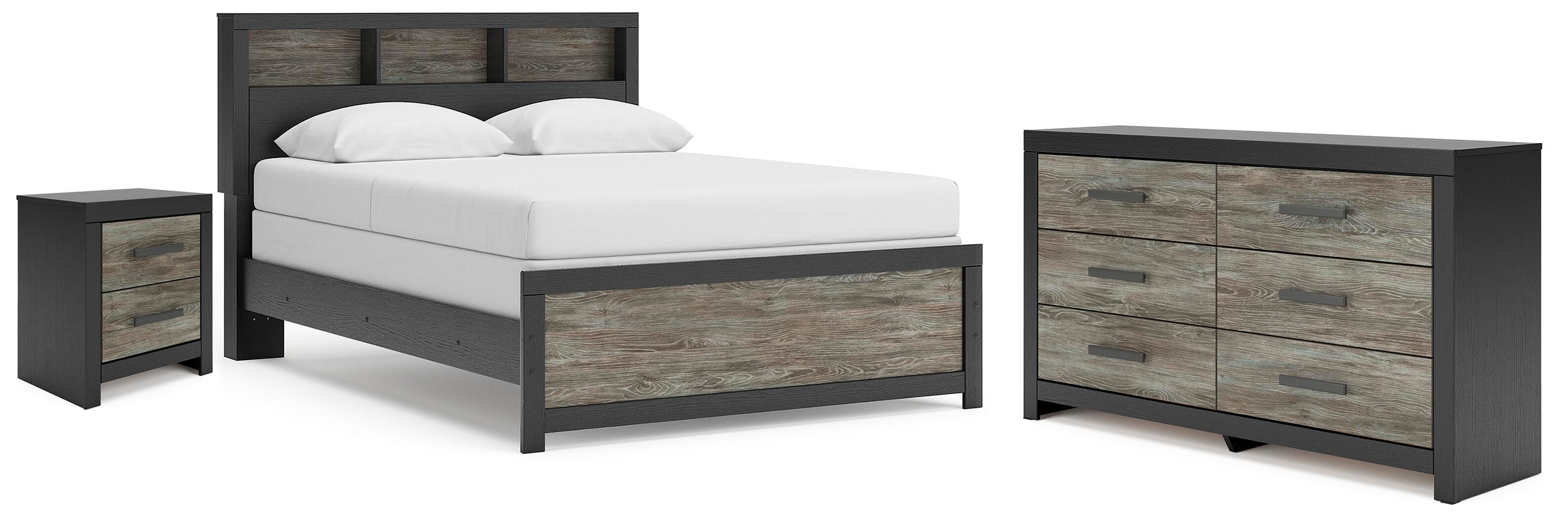 Broachmyn Bookcase Panel Bed, Dresser and Nightstand