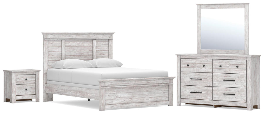 Makidern Panel Bed, Dresser, Mirror and Nightstand