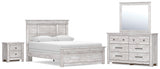 Makidern Panel Bed, Dresser, Mirror and Nightstand