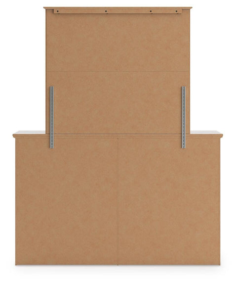 Makidern Panel Bed with Storage, Dresser and Mirror
