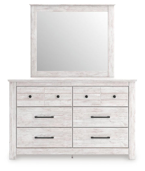 Makidern Panel Bed with Storage, Dresser and Mirror