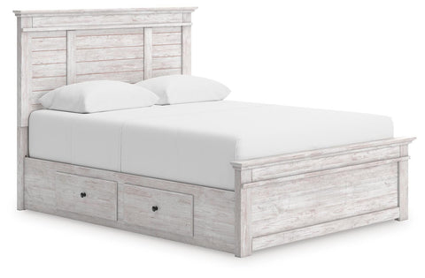 Makidern Panel Bed with Storage, Dresser and Mirror