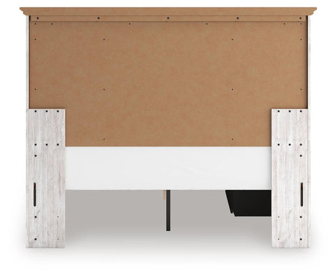 Makidern Panel Bed with Storage, Dresser and Mirror