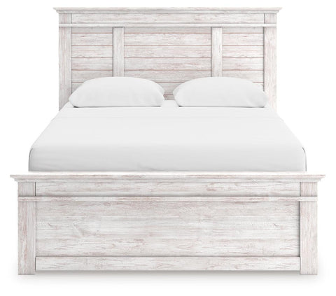 Makidern Panel Bed with Storage, Dresser and Mirror