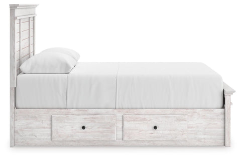 Makidern Panel Bed with Storage, Dresser and Mirror