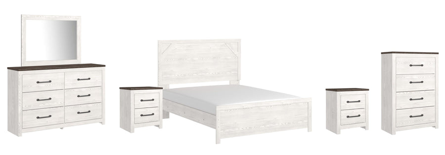 Gerridan Panel Bed with Mirrored Dresser, Chest and 2 Nightstands