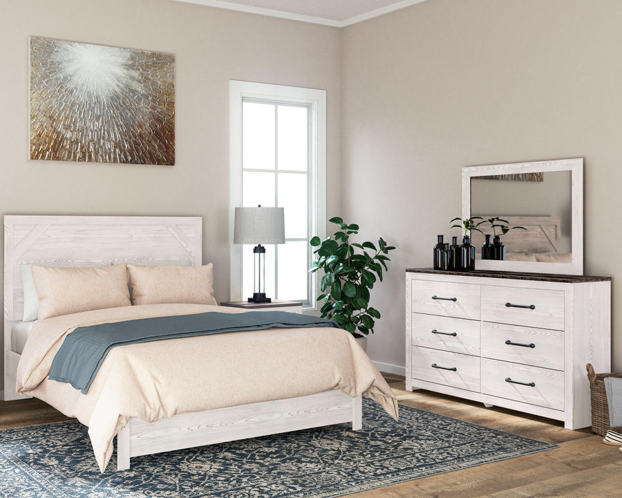 Gerridan Panel Bed with Mirrored Dresser and Nightstand