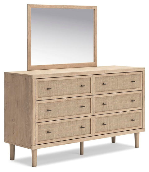 Cielden Upholstered Bed with Roll Slats, Dresser, Mirror, Chest and Nightstand