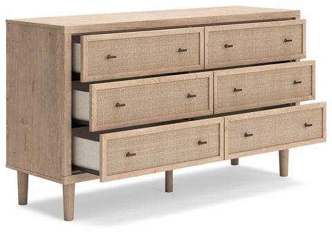 Cielden Upholstered Bed with Roll Slats, Dresser and Nightstand