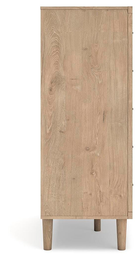 Cielden Upholstered Bed with Roll Slats, Dresser, Mirror, Chest and Nightstand