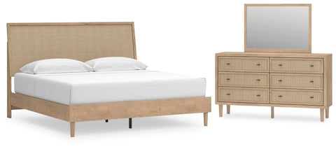 Cielden Panel Bed with Mirrored Dresser
