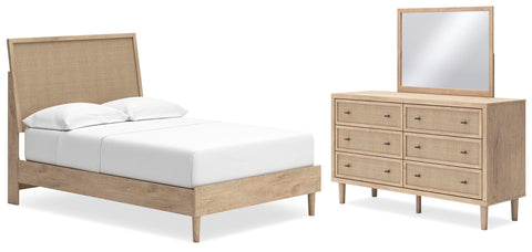 Cielden Panel Bed with Mirrored Dresser