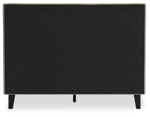 Cielden Upholstered Bed with Roll Slats, Dresser and Mirror
