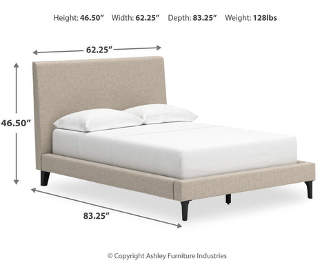 Cielden Upholstered Bed with Roll Slats, Dresser, Mirror, Chest and Nightstand
