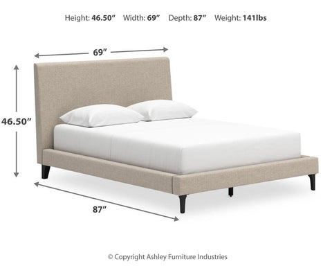 Cielden Upholstered Bed with Roll Slats and Dresser