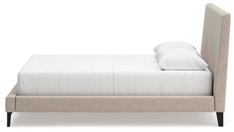 Cielden Upholstered Bed with Roll Slats, Dresser and Mirror