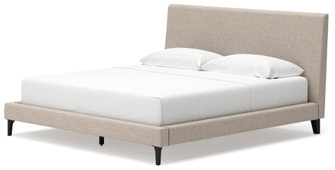 Cielden Upholstered Bed with Roll Slats, Dresser and Mirror