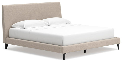 Cielden Upholstered Bed with Roll Slats, Dresser and Mirror