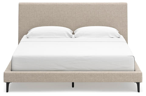 Cielden Upholstered Bed with Roll Slats, Dresser and Mirror