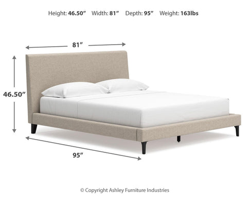 Cielden Upholstered Bed with Roll Slats, Dresser, Mirror, Chest and Nightstand