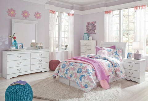Anarasia Sleigh Headboard, Dresser, Mirror, Chest and Nightstand