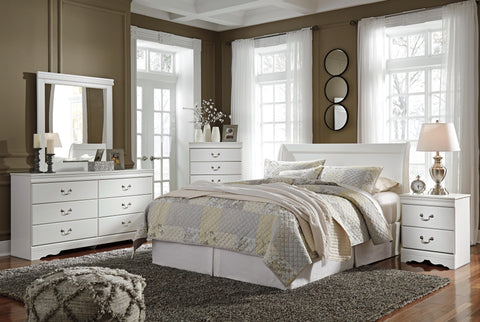 Anarasia Sleigh Headboard, Dresser, Mirror, Chest and Nightstand