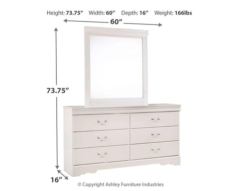 Anarasia Sleigh Headboard, Dresser, Mirror, Chest and 2 Nightstands