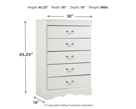 Anarasia Sleigh Headboard, Dresser, Mirror, Chest and Nightstand