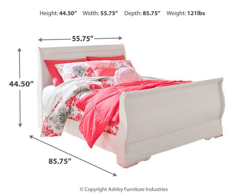 Anarasia Sleigh Bed with Mirrored Dresser, Chest and Nightstand